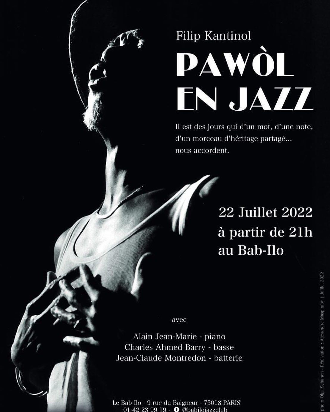 Filip Kantinol artiste martiniquais est conteur et poète et joue d'un instrument oral, « la Pawol kréyol ».